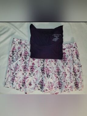 Cacique Intimates 2 Pc Soft Purple Pajamas Shorts Longsleeve Pullover Sz 18/20